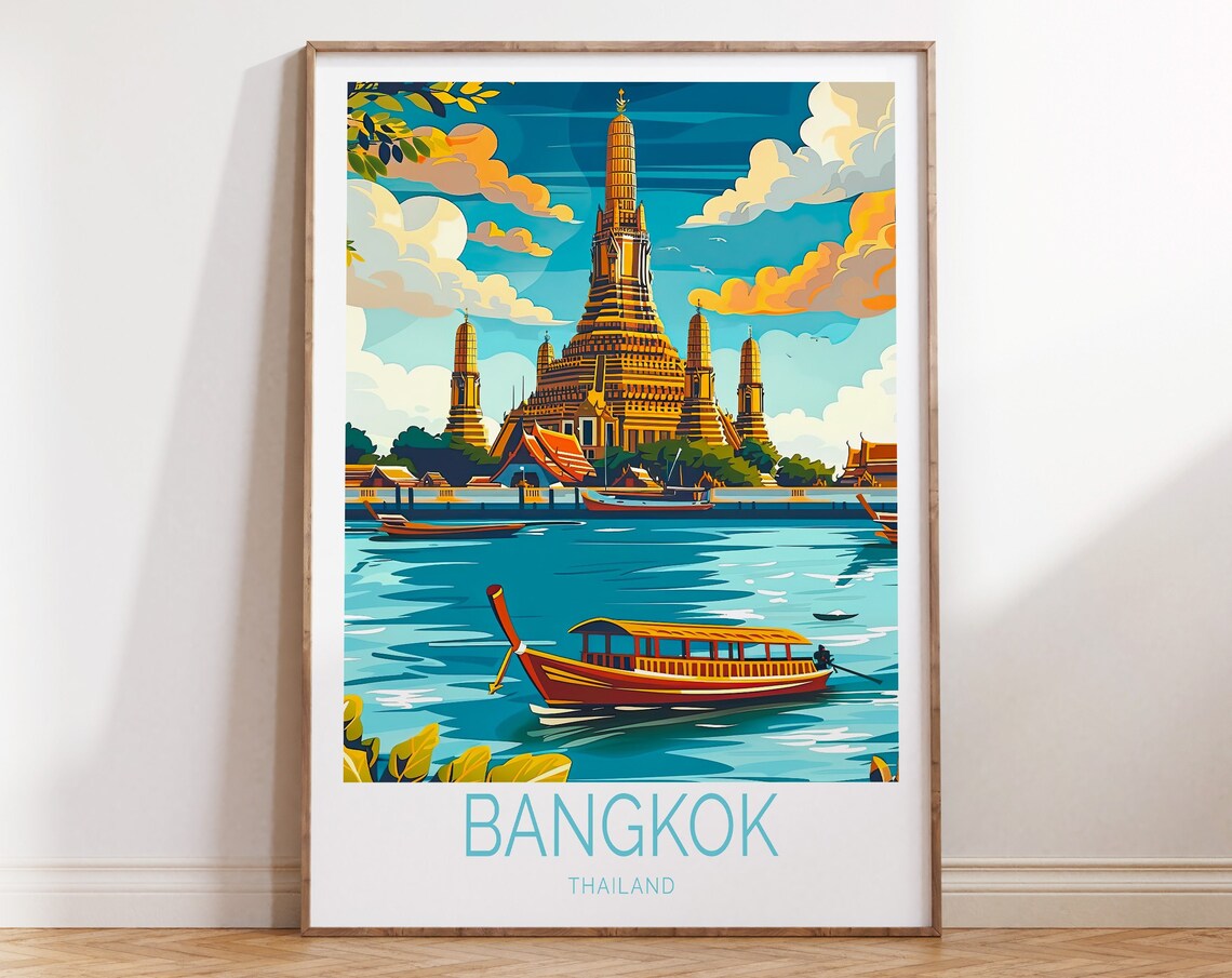 Bangkok Thailand Poster Thailand City Wall Art Thailand Travel Print Bangkok Home Decor Personalised Gifts Birthday Present
