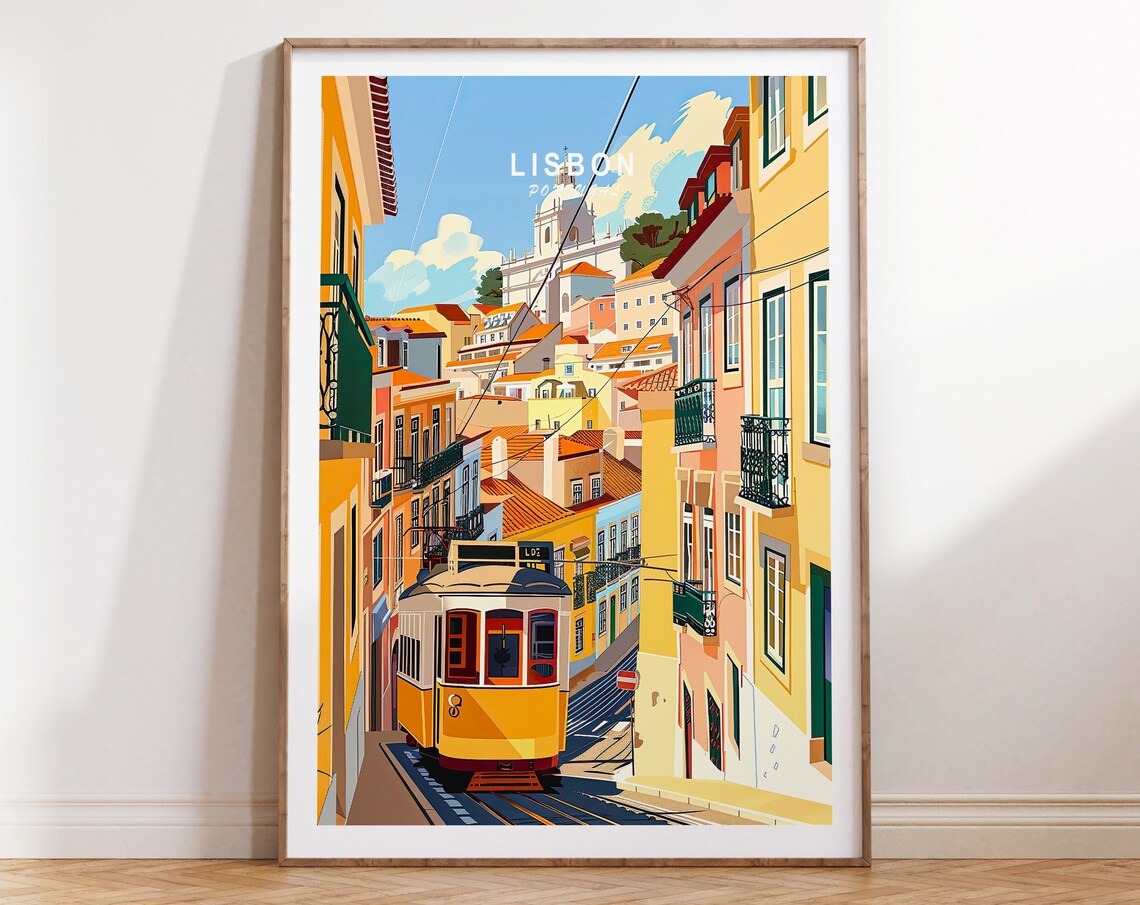 Lisbon Portugal Vintage Travel Poster, City Print