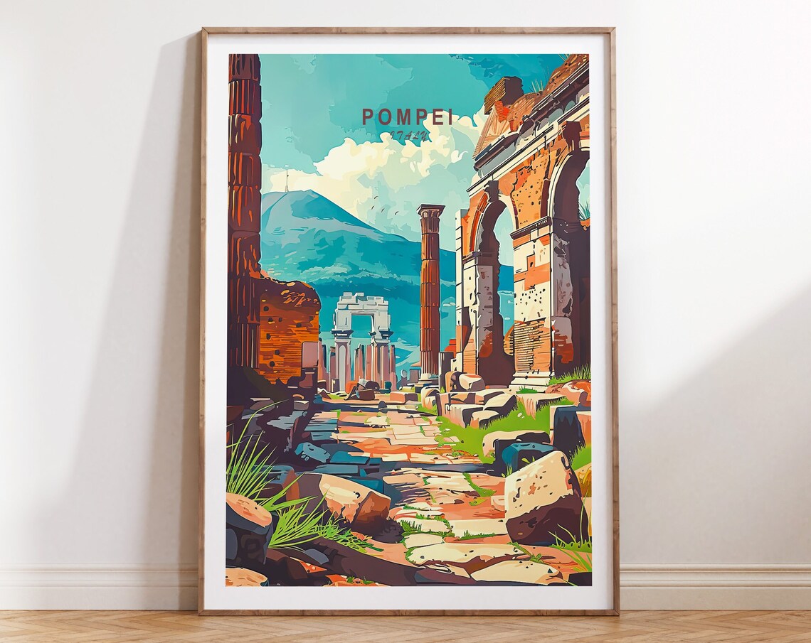 Pompei Italy Travel Poster, Personalised Wall Art