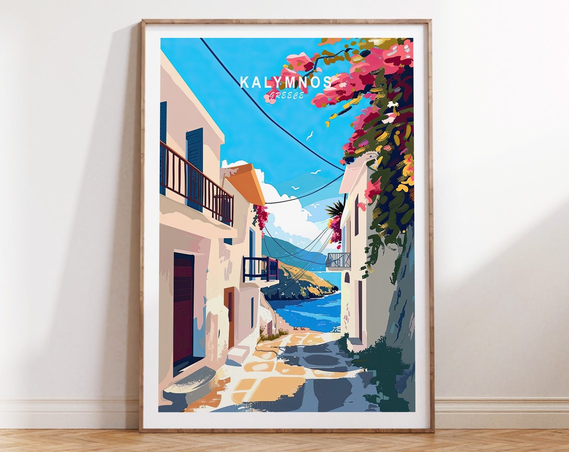 Kalymnos Greece Travel Poster Greece Coast Wall Art Greece City Poster Kalymnos Travel Print Birthday Personalised Gifts