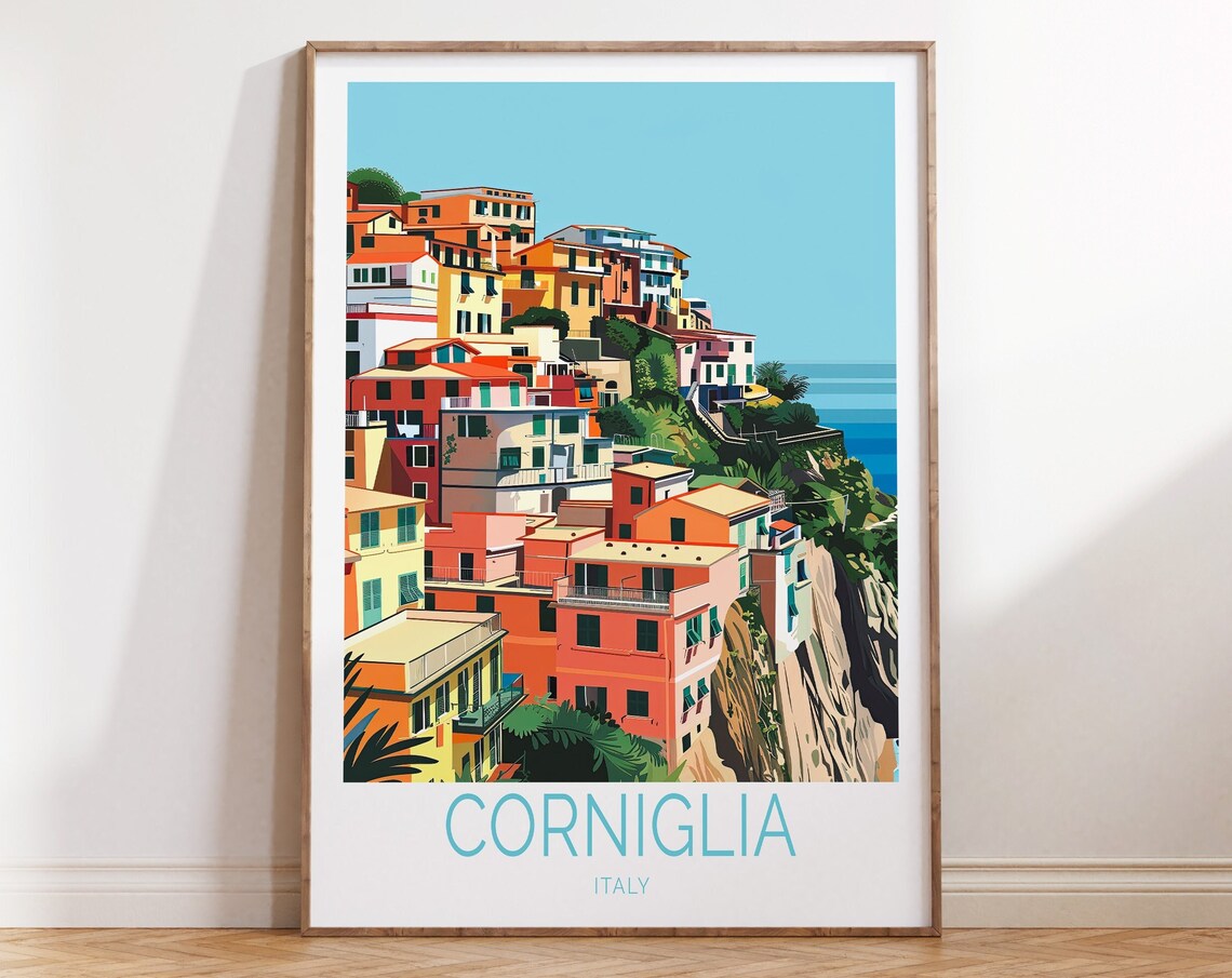 Corniglia Italy Cinque Terre Colorful Cliffside Houses Seaside Poster
