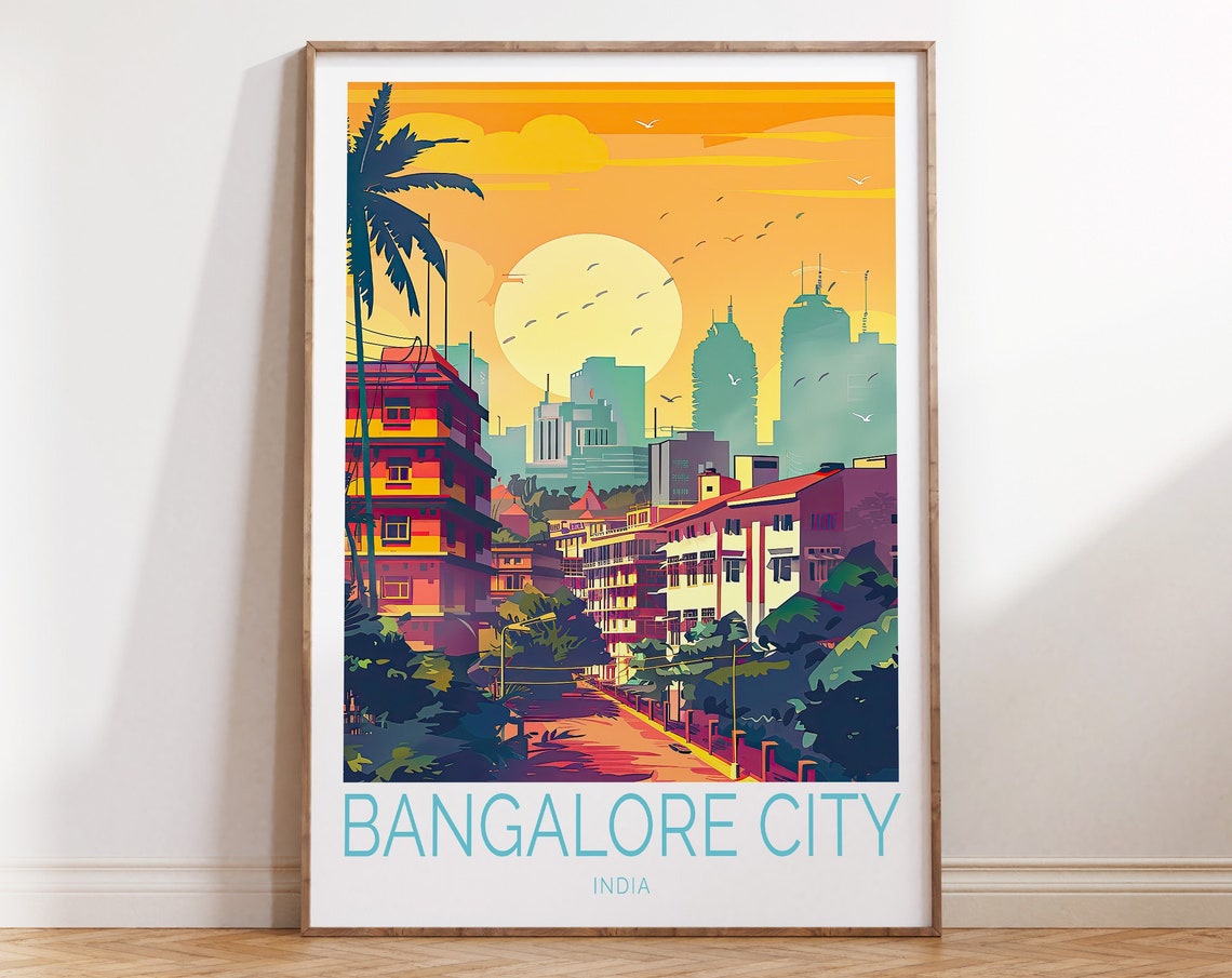 Bangalore City Travel Poster India City Print Bangalore City India Wall Art Home Decor Personalised Gifts Birthday Present