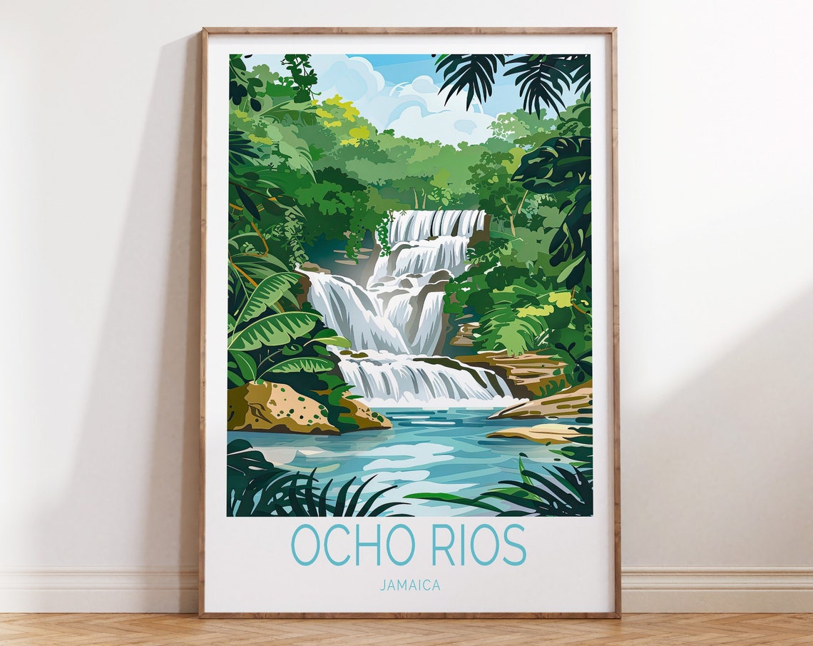 Ocho Rios Travel Poster Jamaica City Print Ocho Rios Wall Art Jamaica Travel Home Decor Personalised Gifts Wedding Present