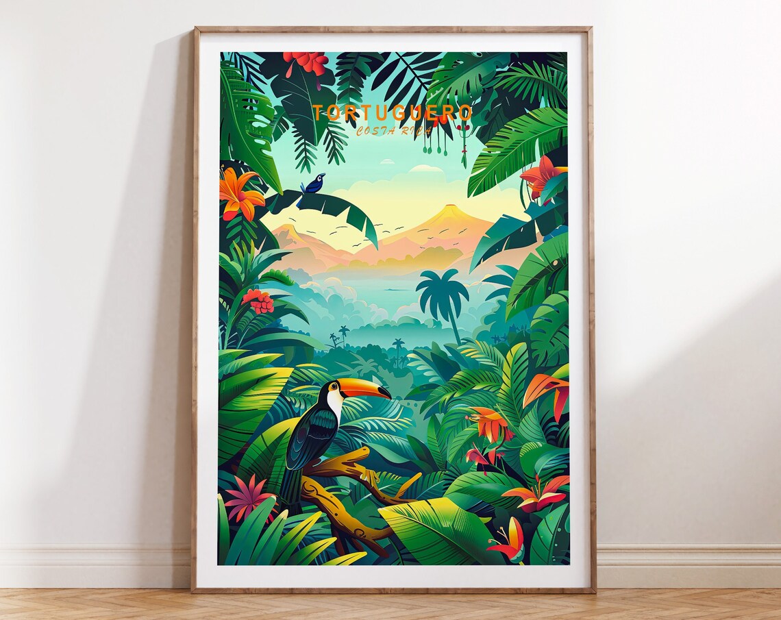 Tortuguero Costa Rica Toucan in Tropical Rainforest Travel Poster