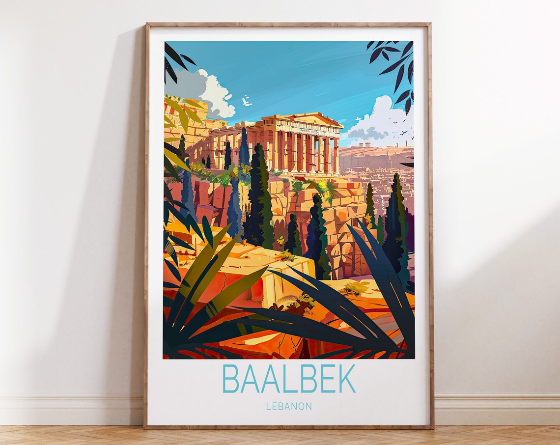 Baalbek Lebanon Travel Poster Lebanon Wall Art Baalbek Travel Wall Decor Temple Of Bacchus Poster Personalised Gifts