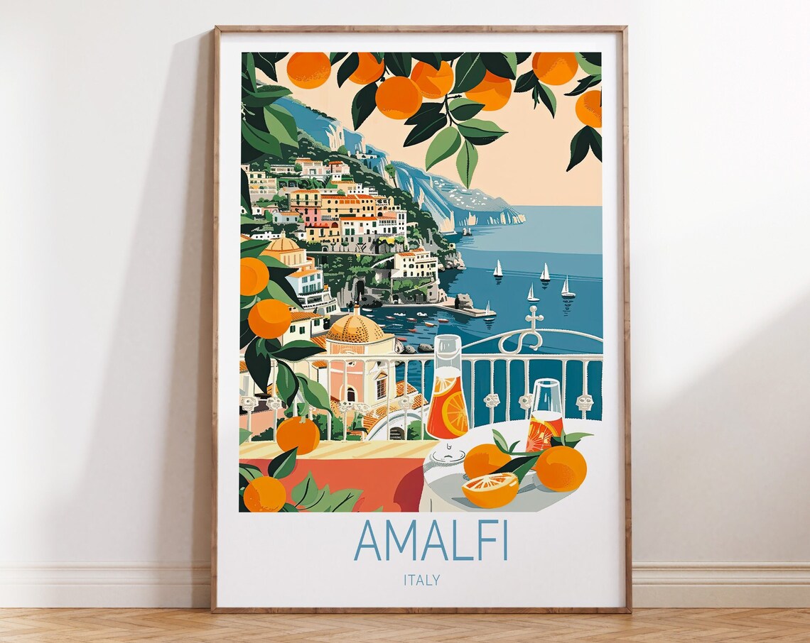 Amalfi Italy Travel Poster, Amalfi Coast Art Print