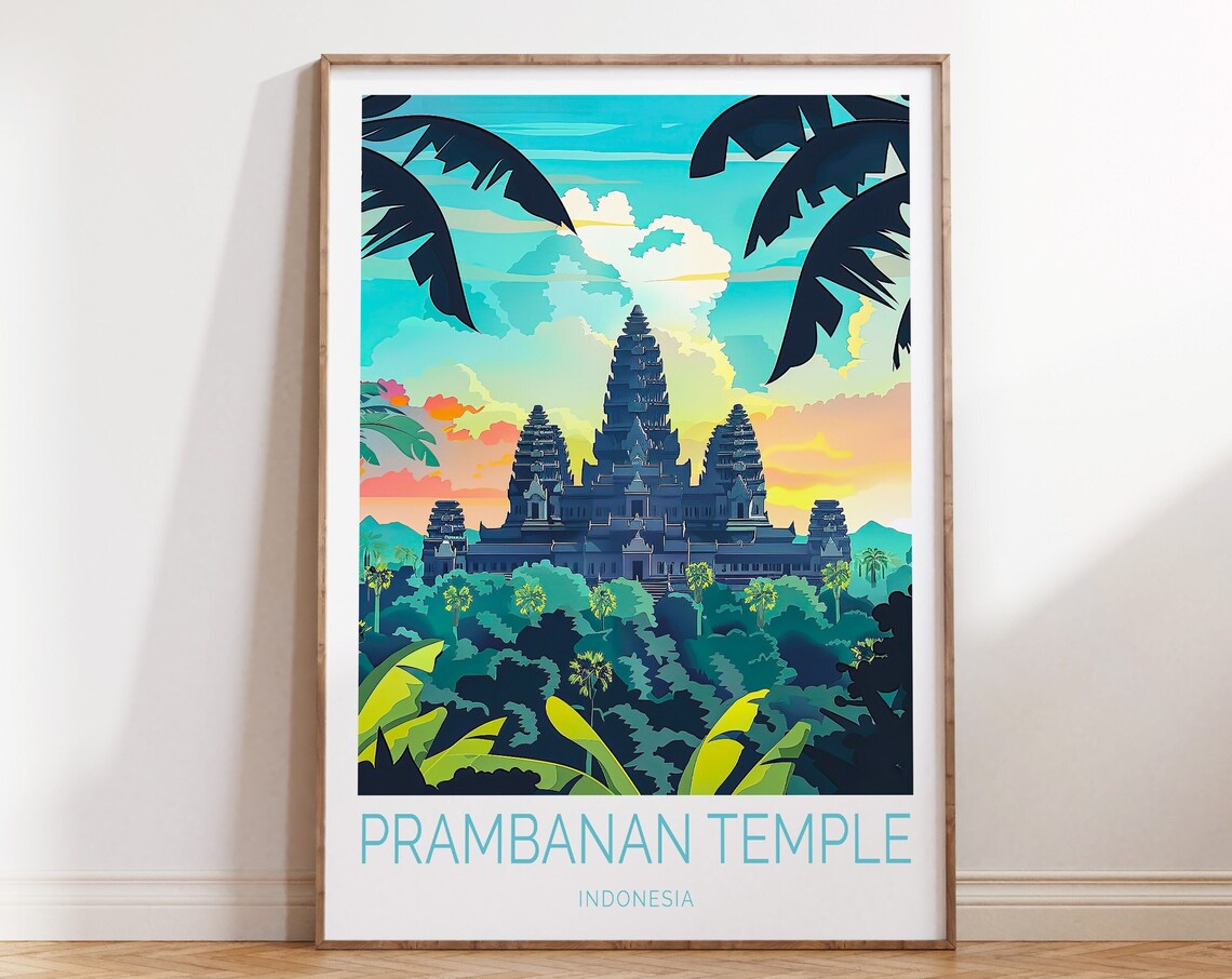 Prambanan Temple Travel Print Indonesia Prambanan Temple Poster Wall Art Temple Poster Personalised Gifts Birthday Gifts