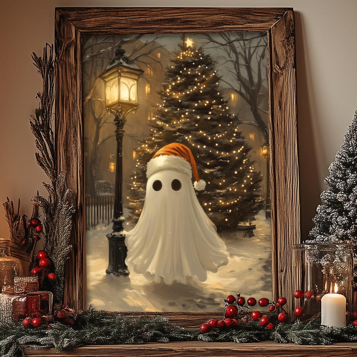 Christmas Ghost in Victorian Square, Gothic Poster - Image 4