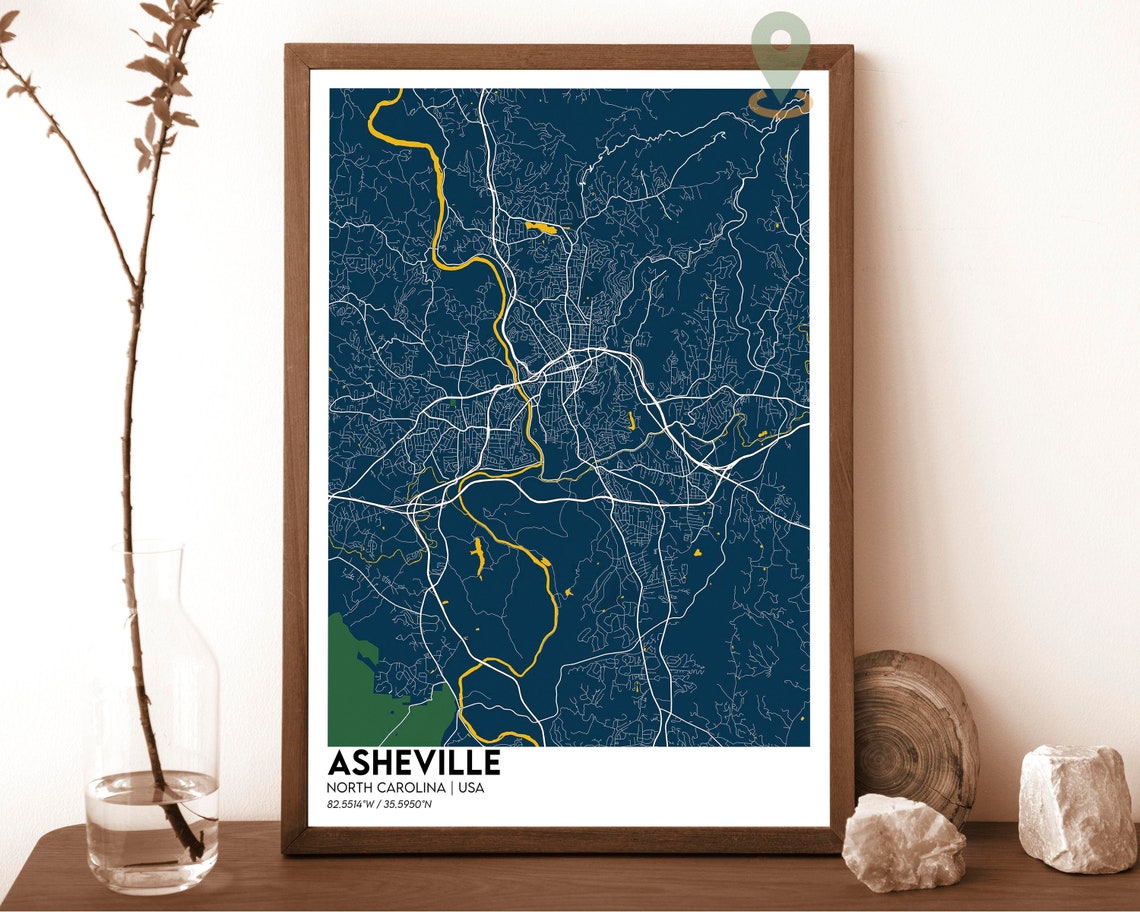 Asheville Map Asheville Map Print Asheville Personalized Map Asheville Wall Art Asheville Travel Poster Asheville City North Carolina - Image 2