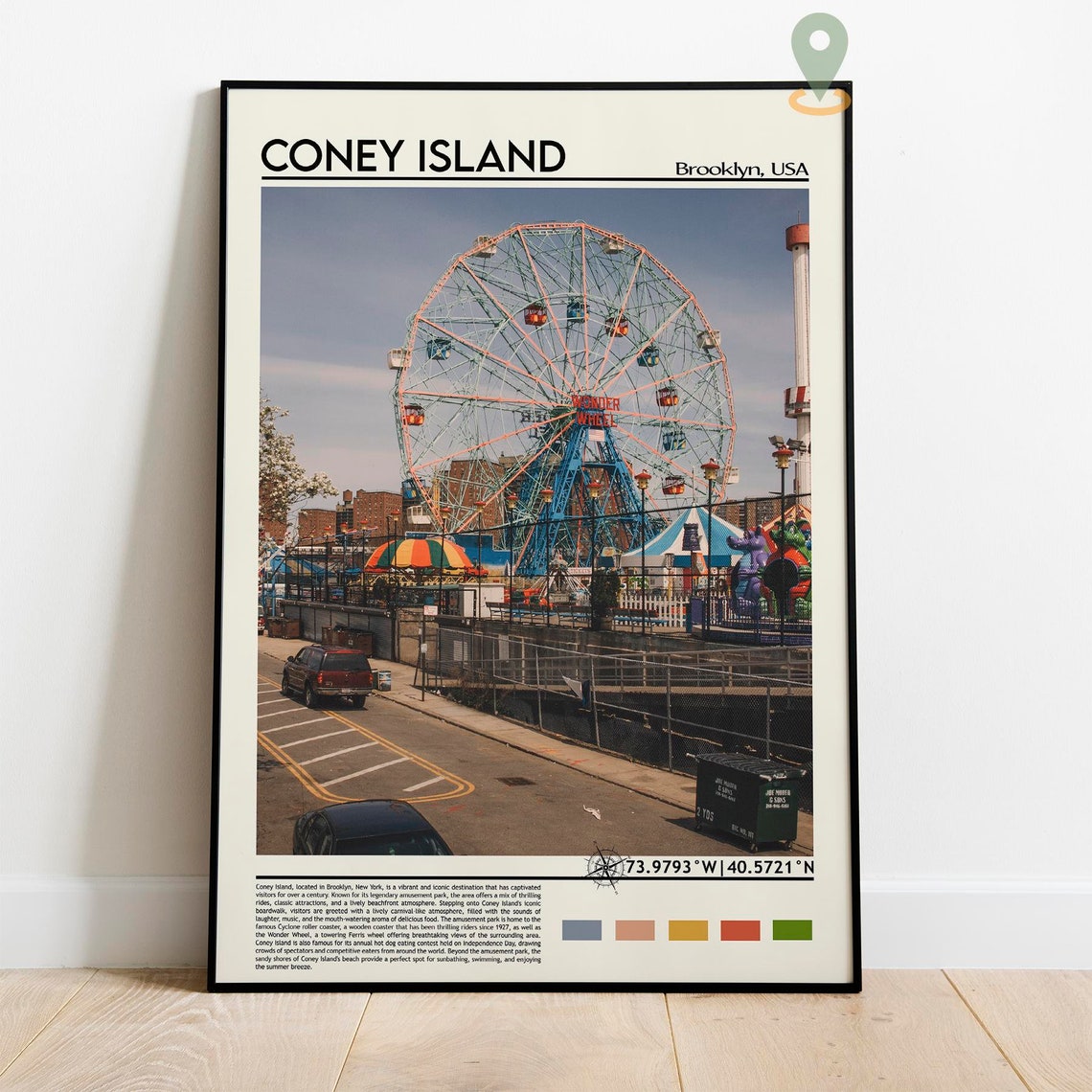 Coney Island Print Coney Island Poster Coney Island Wall Art Coney Island Travel Coney Island Art Print Coney Island Artwork New York - Image 2