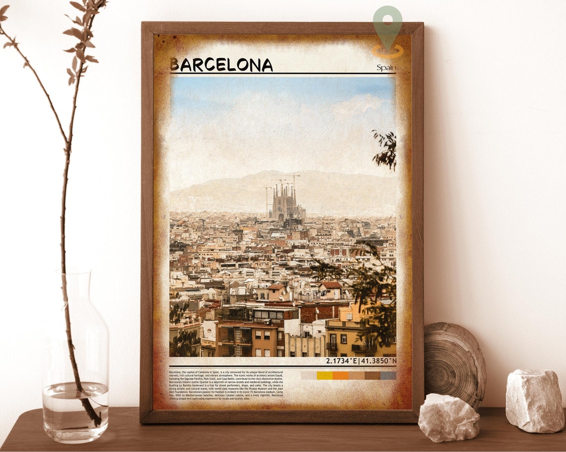 Barcelona Spain Sagrada Familia Rooftop View Panorama Poster - Image 6
