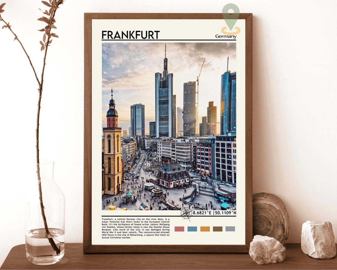 Frankfurt Germany Old Town Square Skyline Cityscape Travel Poster