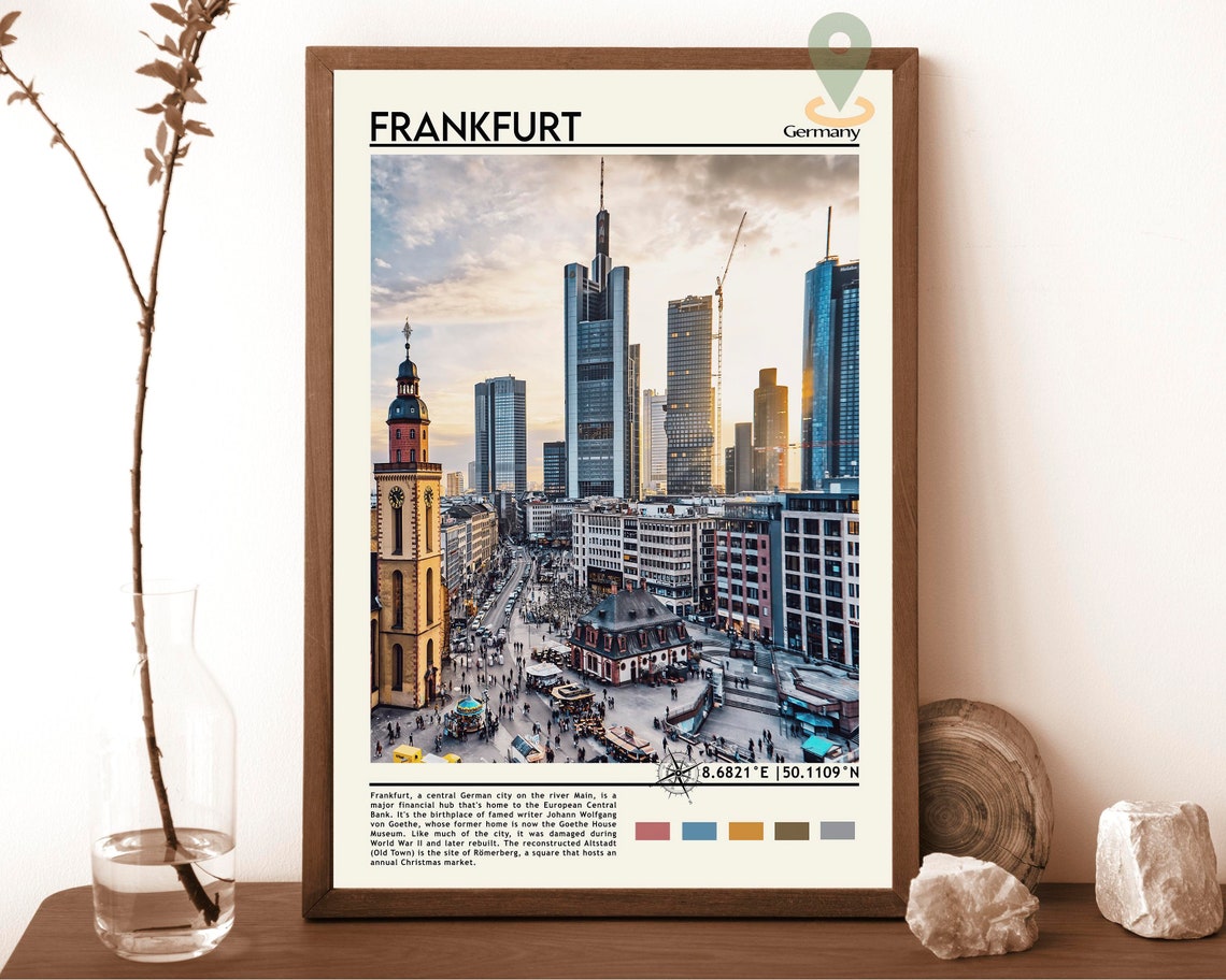 Frankfurt Print Frankfurt Art Frankfurt Poster Frankfurt Photo Frankfurt Print Art Frankfurt Painting Germany Poster Vintage Poster