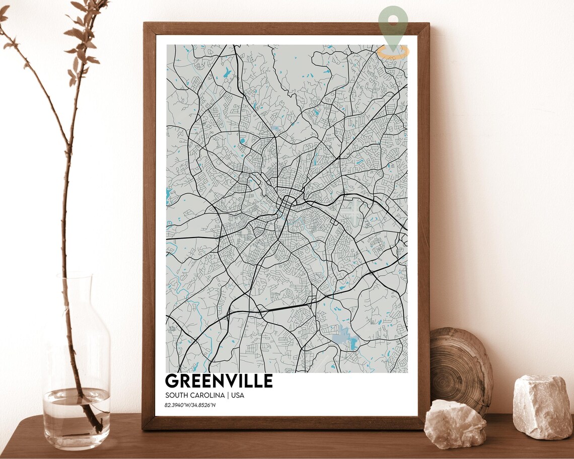 Greenville South Carolina Cream Minimalist City Map Home Decor Poster - Image 2
