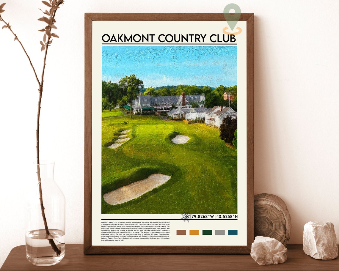 Oakmont Country Club Map Oakmont Country Club Map Print Oakmont Country Club Personalized Map Oakmont Country Club Wall Art