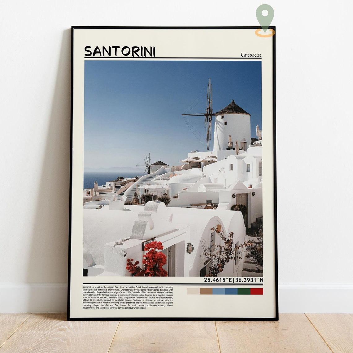 Santorini Greece Oia Windmills Whitewashed Village Aegean Poster - Image 4
