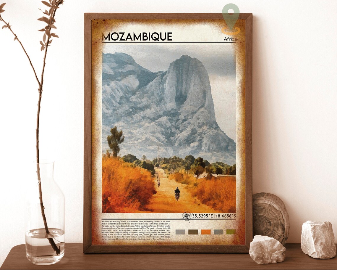 Mozambique Painted Granite Mountain Landscape Africa Travel Poster - Image 6