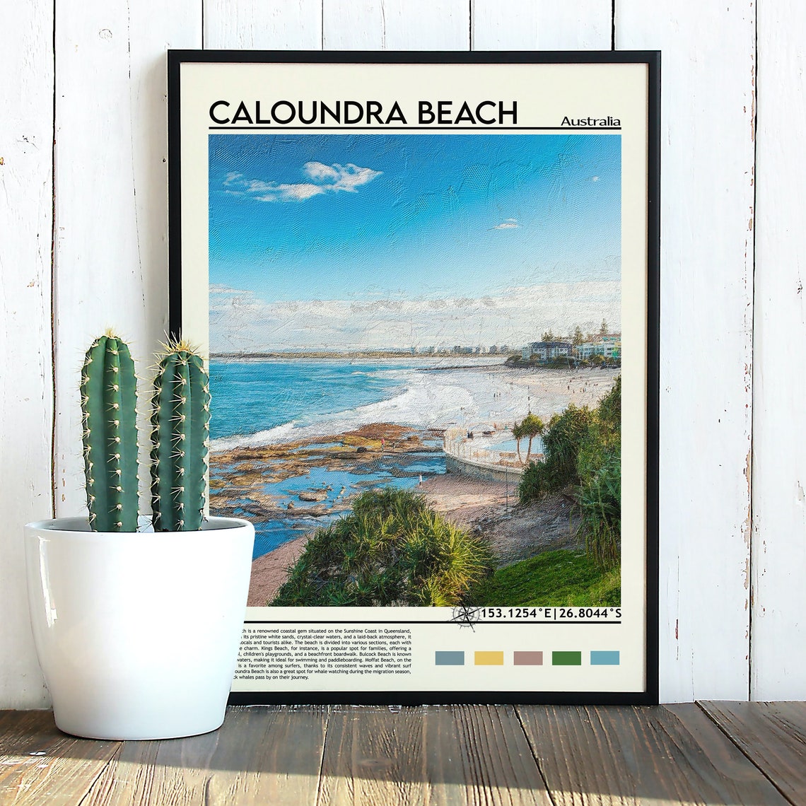 Caloundra Beach Australia Coastal Surf Scenic Ocean Travel Poster - Image 3