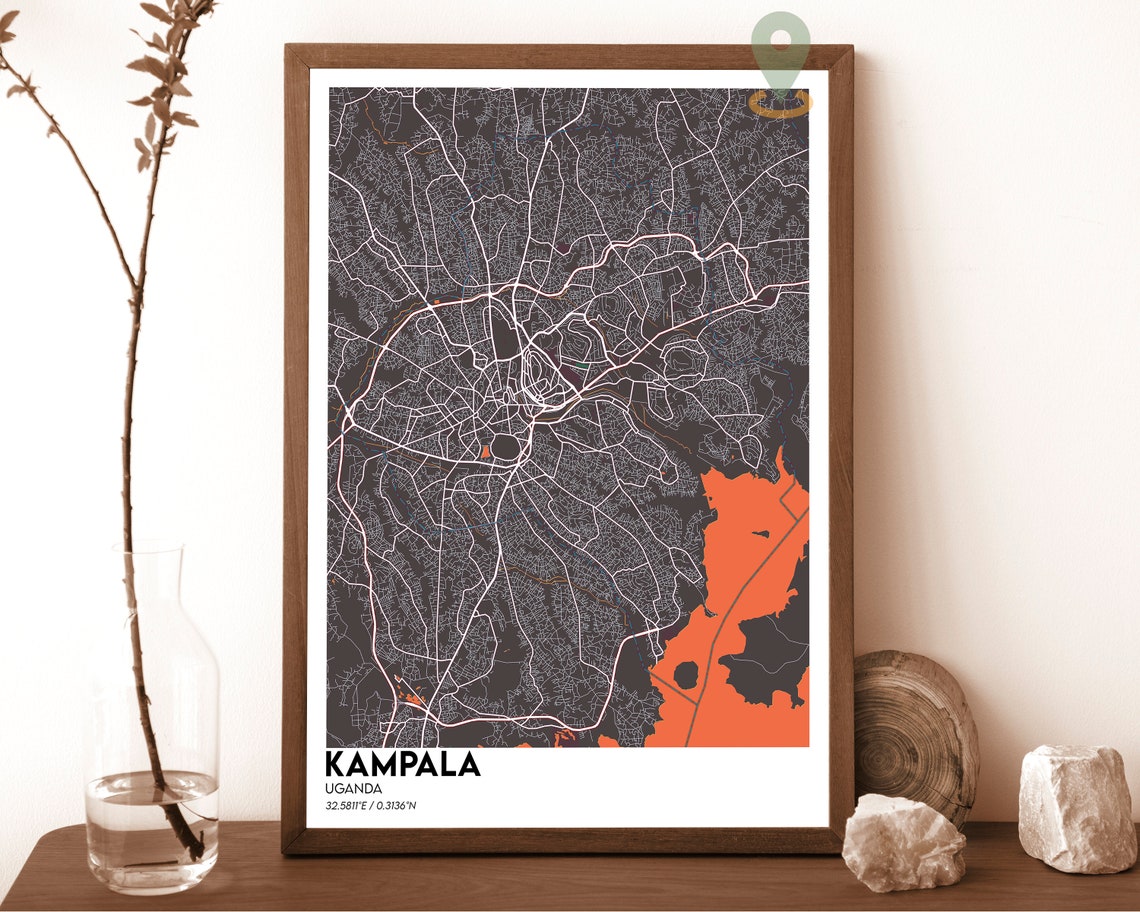 Kampala Uganda City Street Map Minimalist Navy Gold Urban Art Poster - Image 5