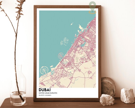 Dubai United Arab Emirates Modern Coast City Street Map Poster