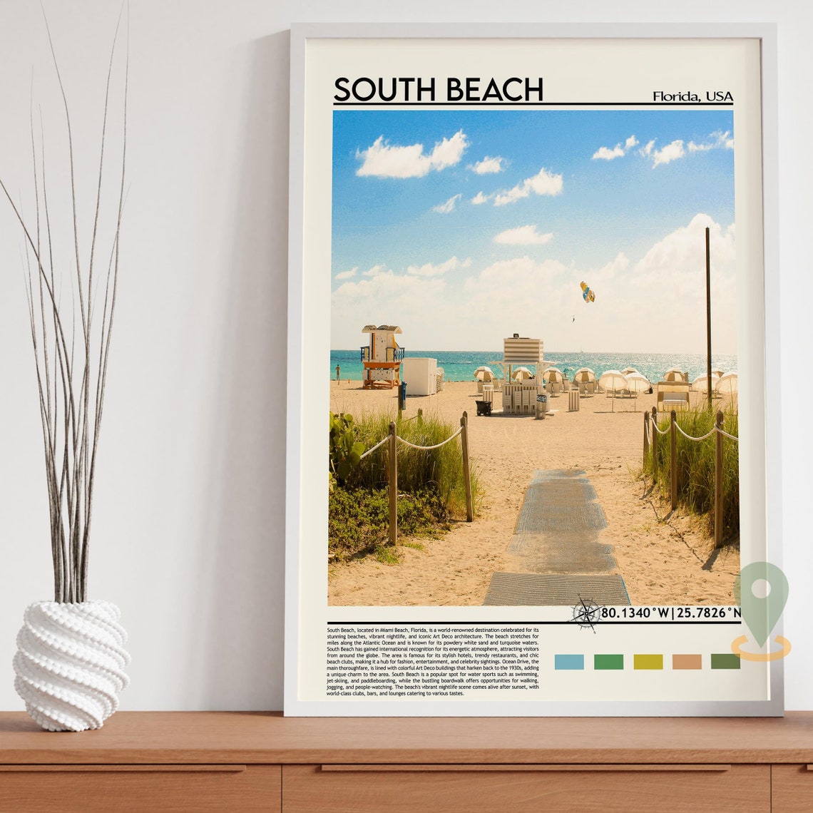 South Beach Miami Florida Oceanfront Lifeguard Beach Travel Poster - Image 3