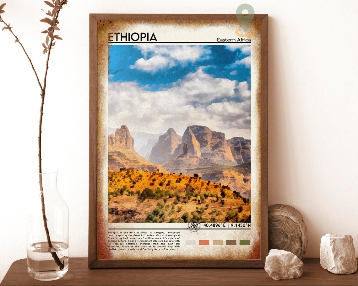 Ethiopia Eastern Africa Golden Rugged Highland Rocky Peaks Poster - Image 6