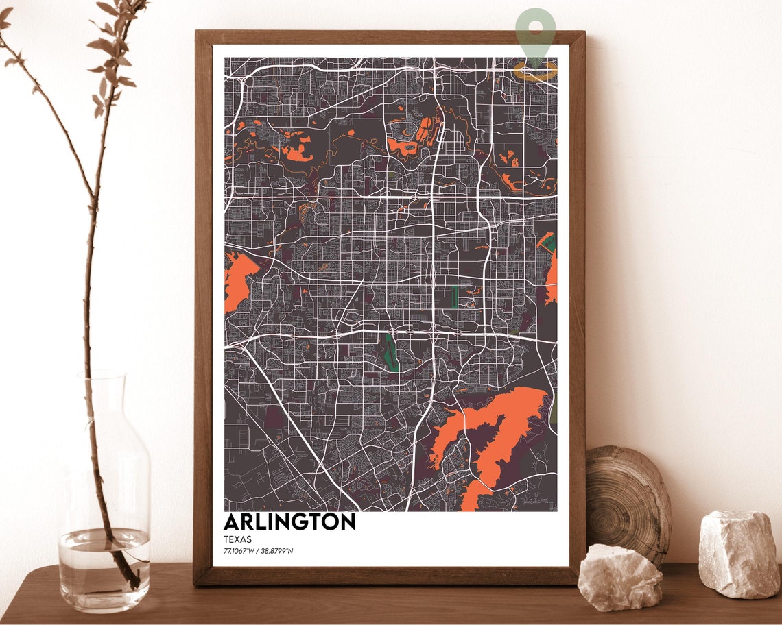 Arlington Texas Warm Tan Minimalist City Street Map Art Print - Image 4