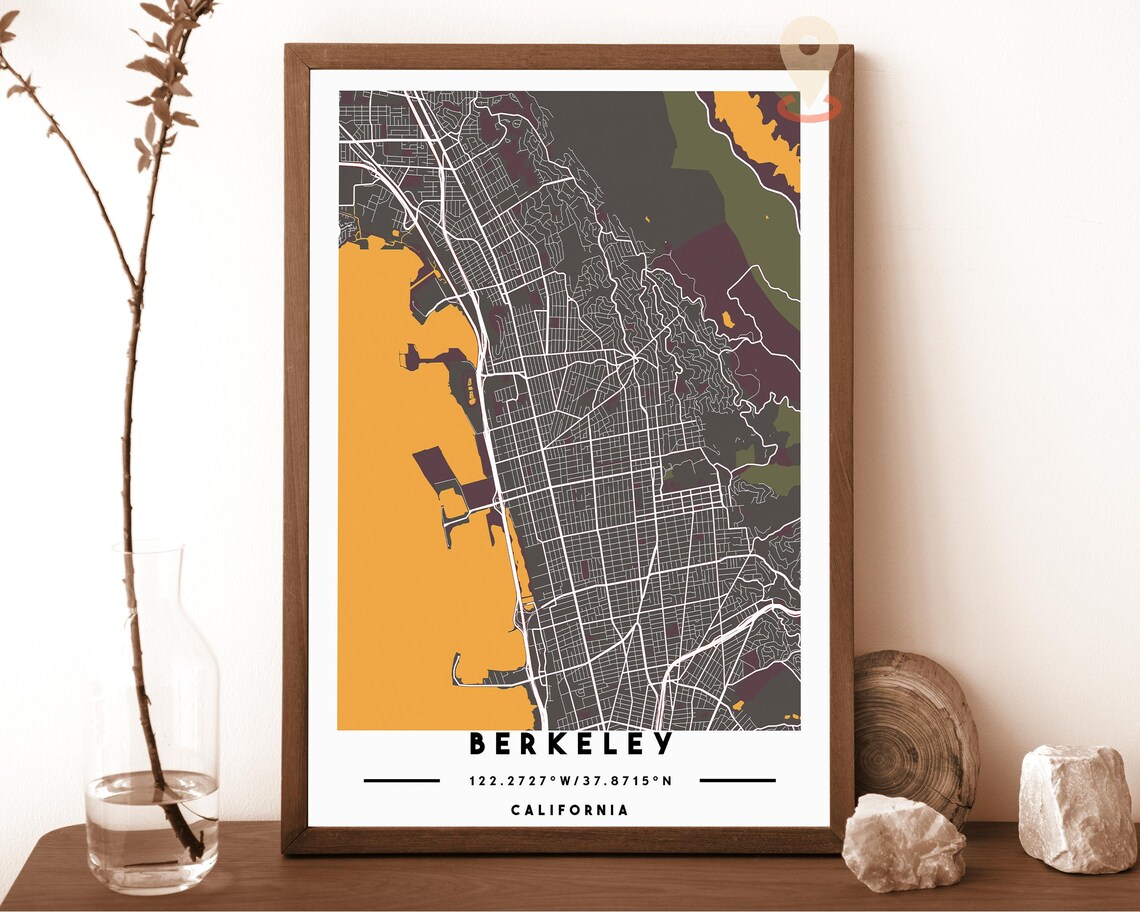 Berkeley California City Street Map Modern Poster Wall Decor