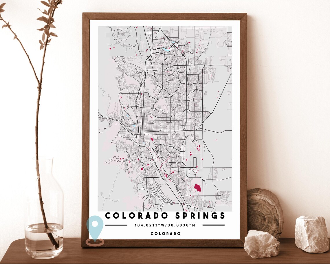 Colorado Springs Colorado Navy White Street Map Minimalist City Art Print - Image 2