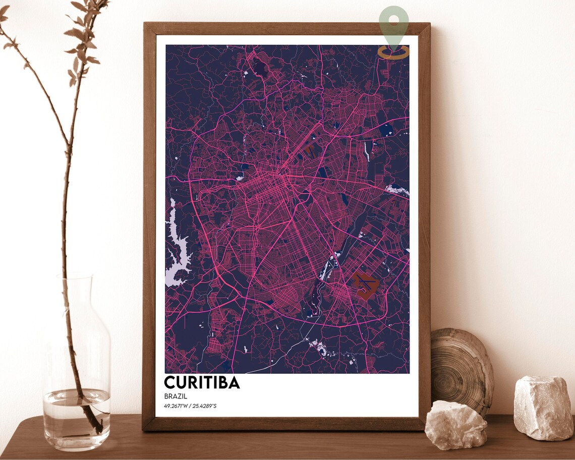Curitiba Brazil Vintage Sepia City Street Map Retro Travel Poster - Image 2
