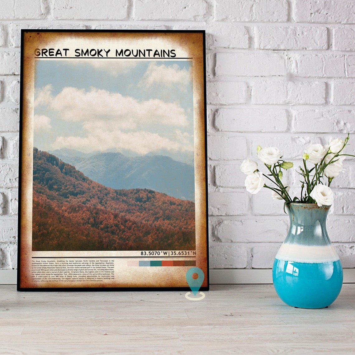 Great Smoky Mountains USA Autumn Misty Blue Ridge Scenic Poster - Image 5