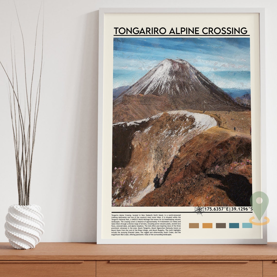 Tongariro Alpine Crossing Poster New Zealand Travel Print North Island National Park Volcanic Park Travel Print Mount Tongariro Print - Image 6