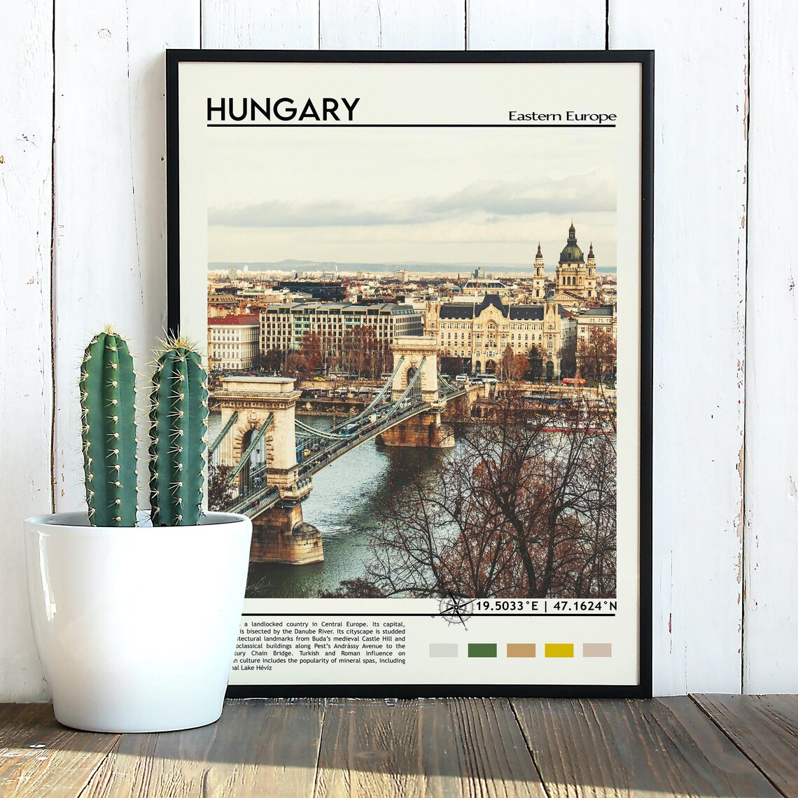 Hungary Budapest Historic Chain Bridge Danube Cityscape Poster - Image 3