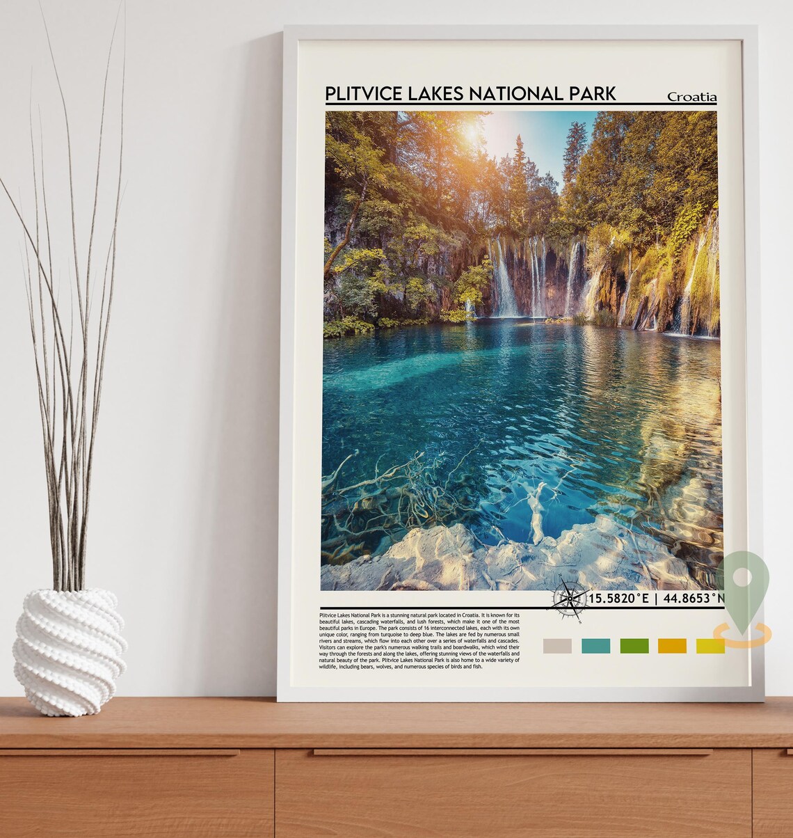 Plitvice Lakes Croatia Turquoise Waterfalls Forest Travel Poster - Image 3