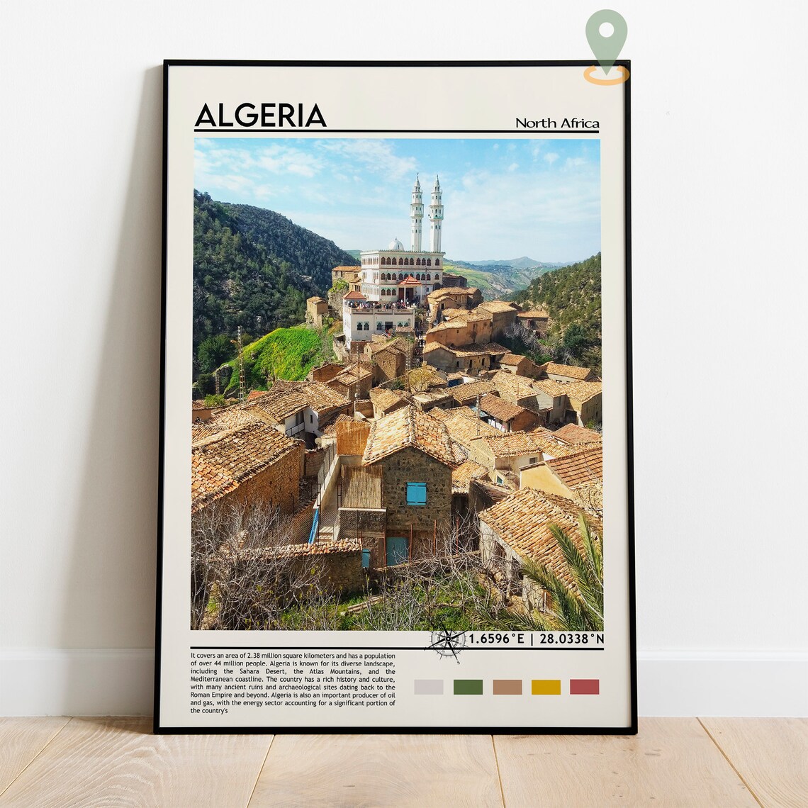 Algeria North Africa Village Mosque Hillside Travel Art Poster - Image 5