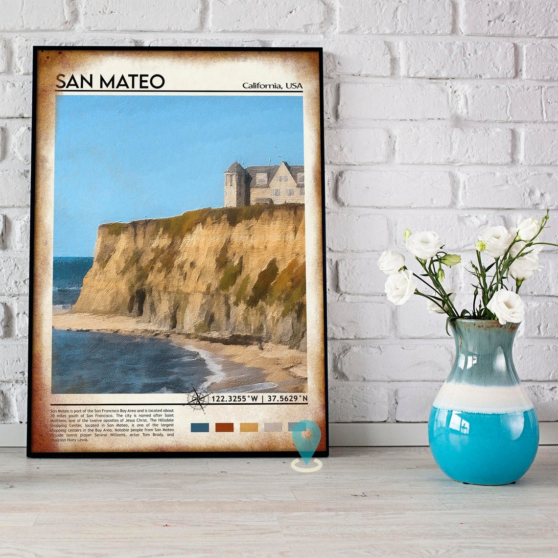 San Mateo Print San Mateo Art San Mateo Poster San Mateo Photo San Mateo Poster Print San Mateo Painting California Travel Poster - Image 2