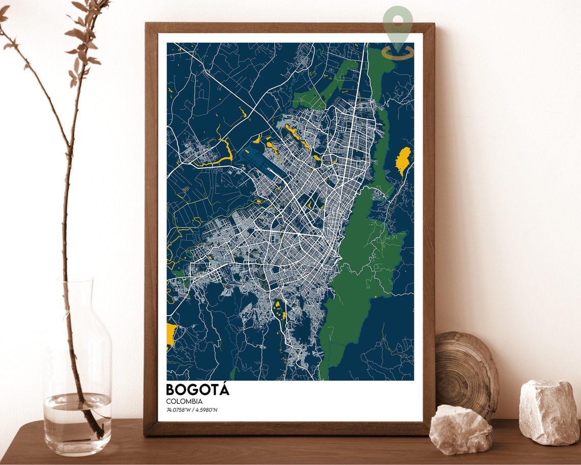 Bogota Colombia Dark Modern City Map Andean Hills Art Poster - Image 6