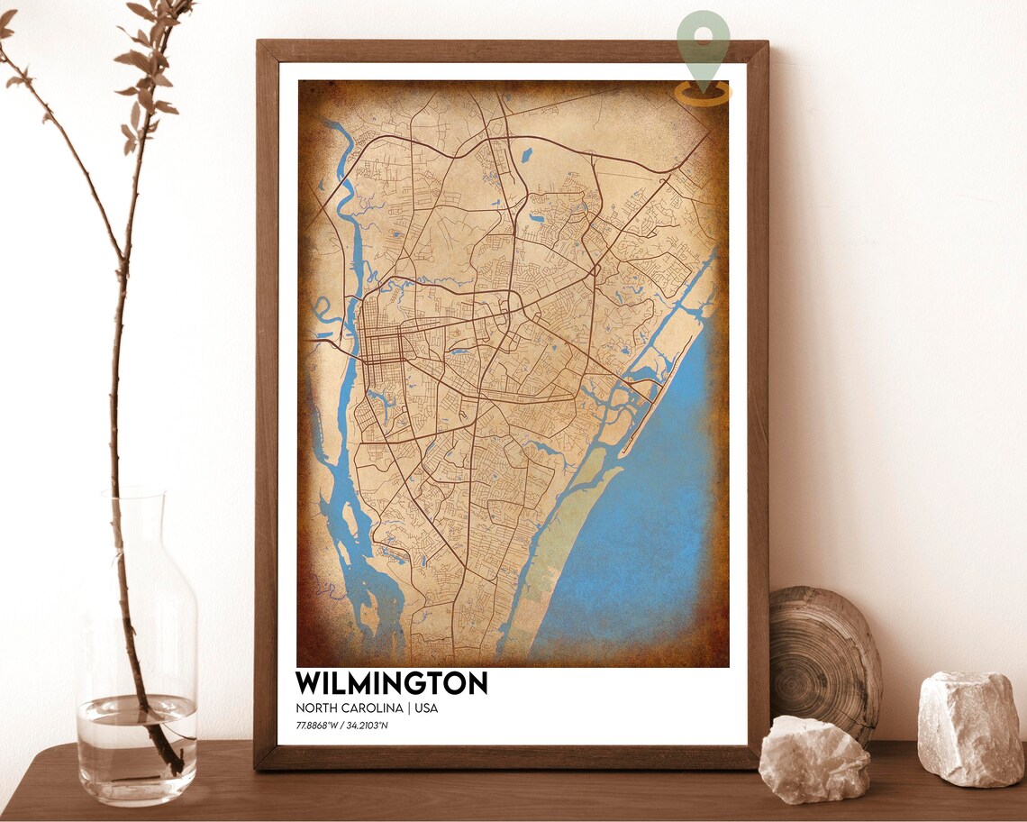 Wilmington North Carolina USA Coastal City Map Street Art Poster - Image 6