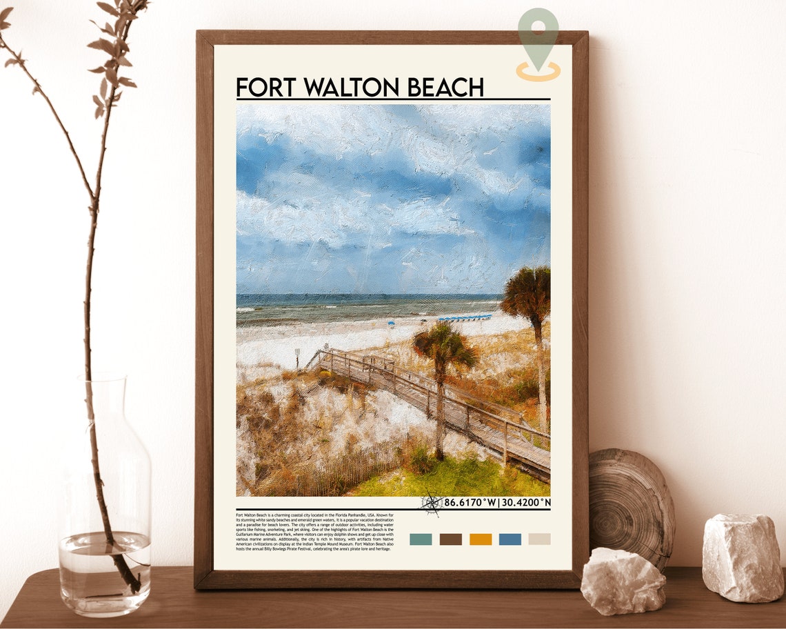Fort Walton Beach Florida White Sand Boardwalk Travel Poster