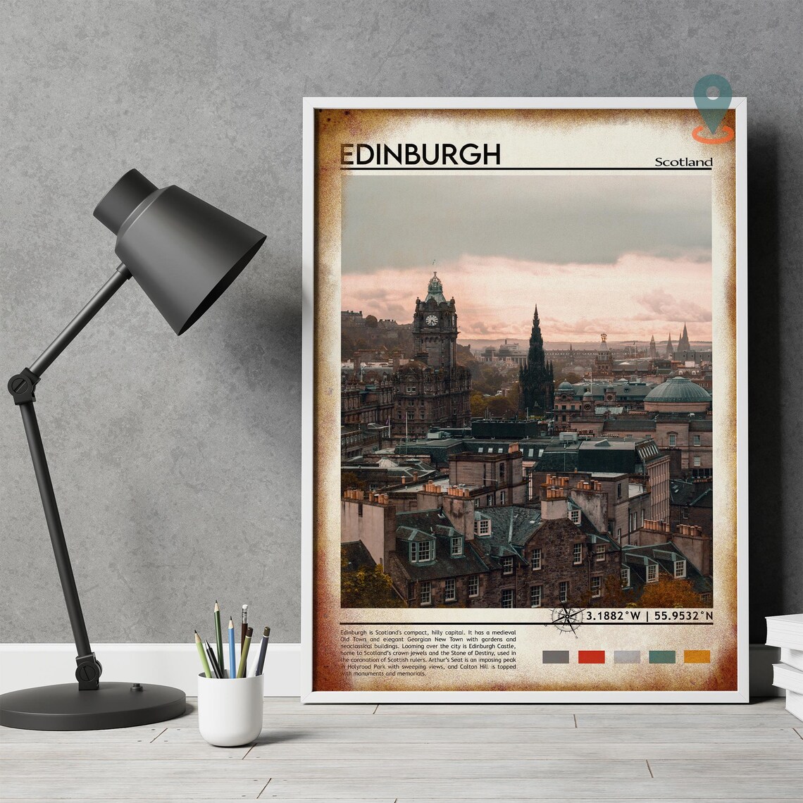 Edinburgh Scotland Old Town Skyline Sunset Vintage Travel Poster - Image 4