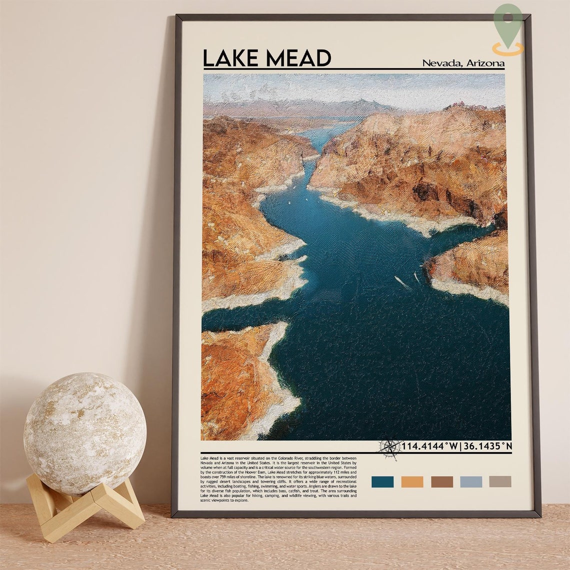 Lake Mead Print Lake Mead Poster Lake Mead Wall Art Lake Mead Travel Print Lake Mead Art Print Lake Mead Artwork Arizona Print - Image 2