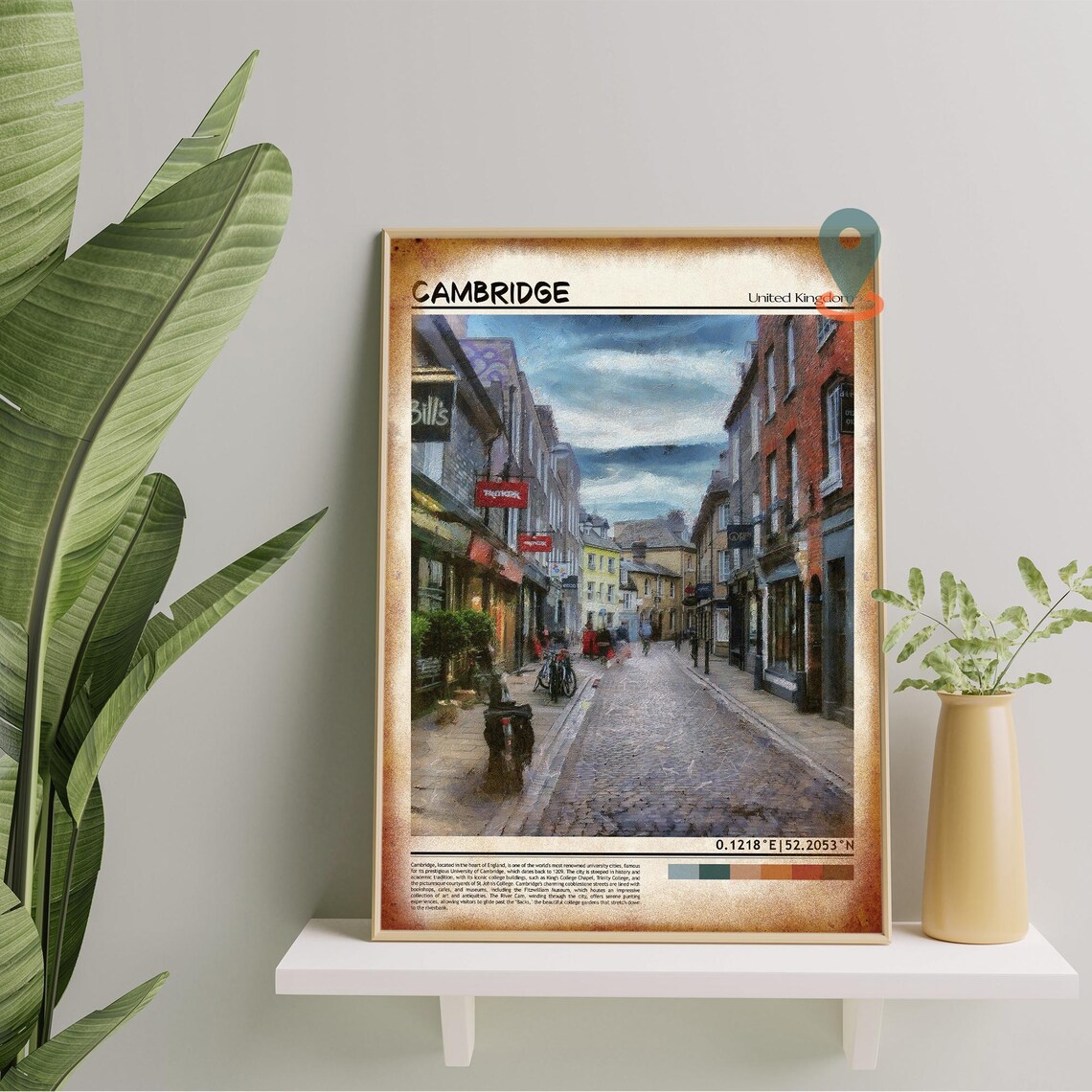 Cambridge England Cobbled Shopping Street Historic Charm Poster - Image 5