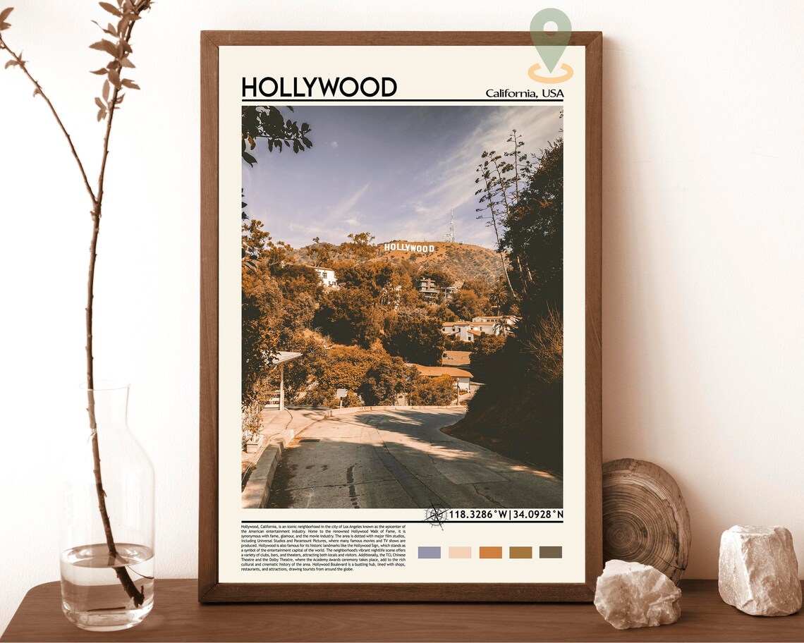 Hollywood California Iconic Hillside Sign Travel Photo Poster