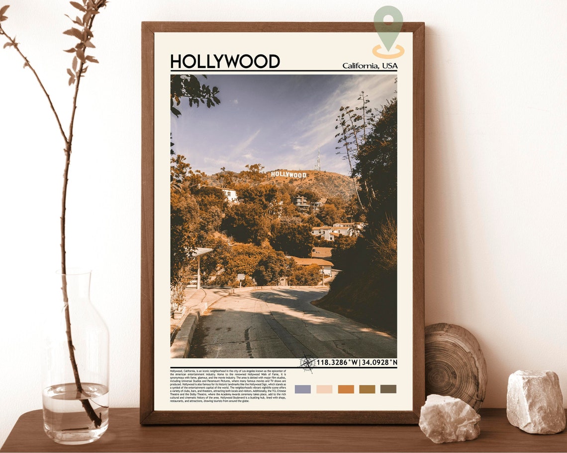 Hollywood Print Hollywood Poster Hollywood Wall Art Hollywood Travel Hollywood Art Print Hollywood Artwork Hollywood Photo California
