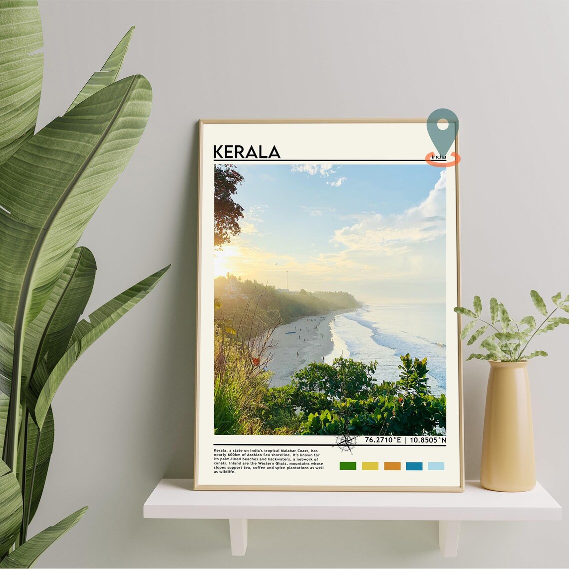 Kerala India Arabian Sea Beach Sunset Golden Coastline Travel Poster - Image 2