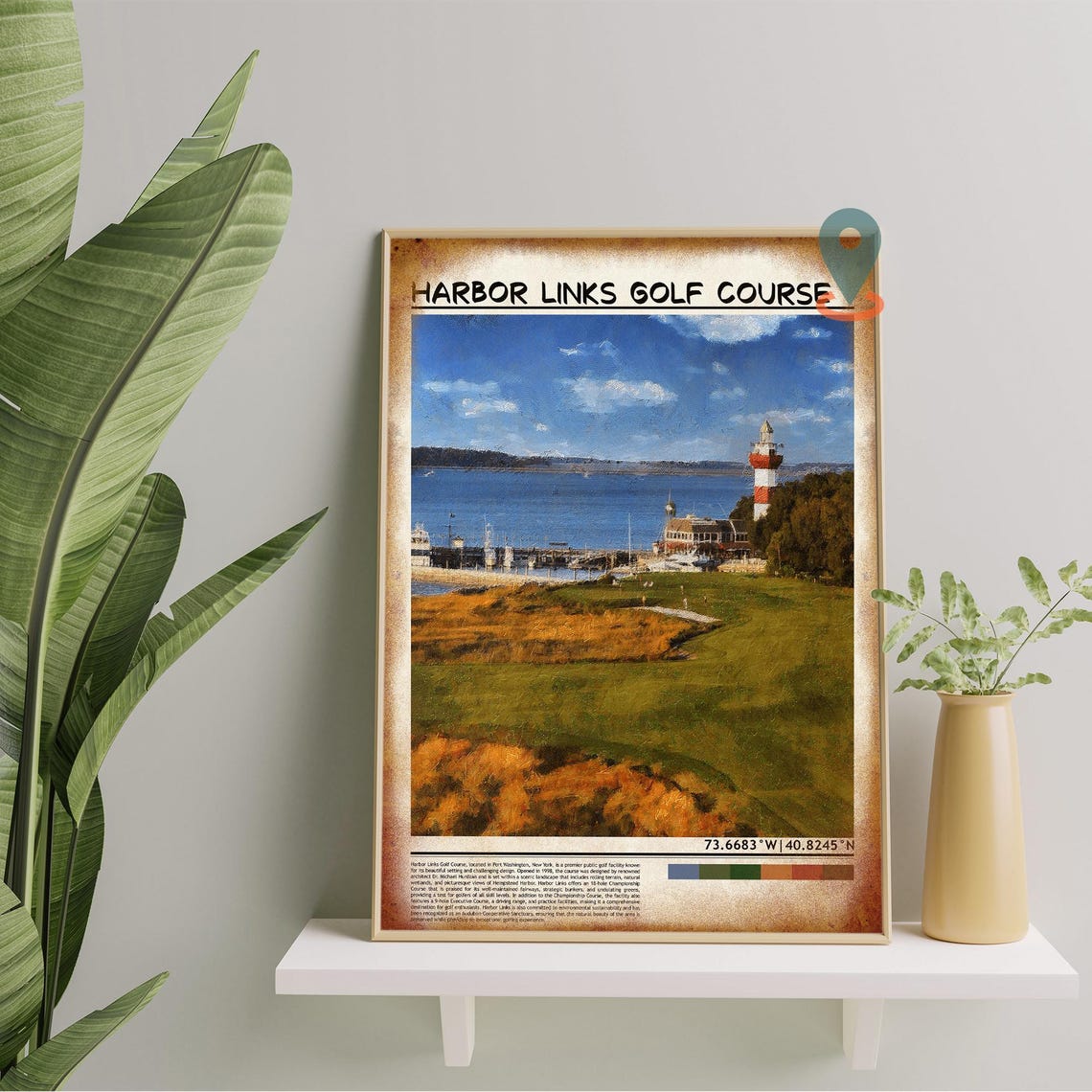 Harbor Links Golf Course Harbor Marina Lighthouse View Poster - Image 4