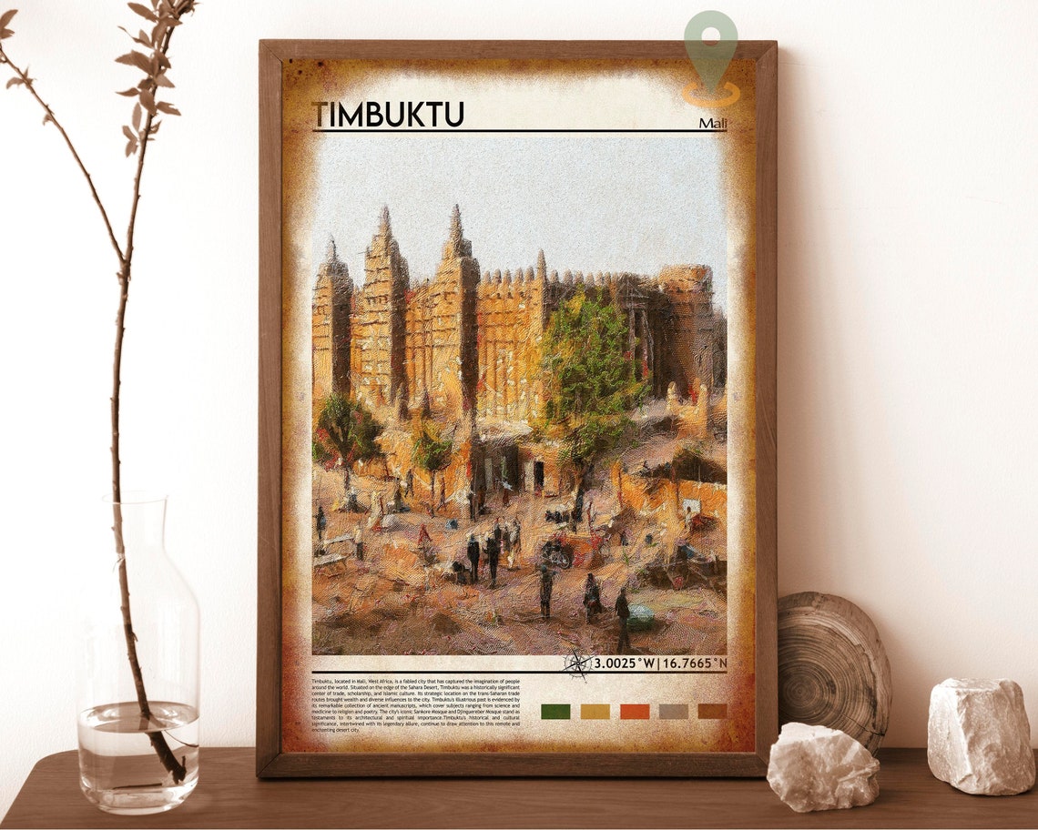 Timbuktu Mali Djinguereber Mud Mosque Desert Historic Travel Poster - Image 6