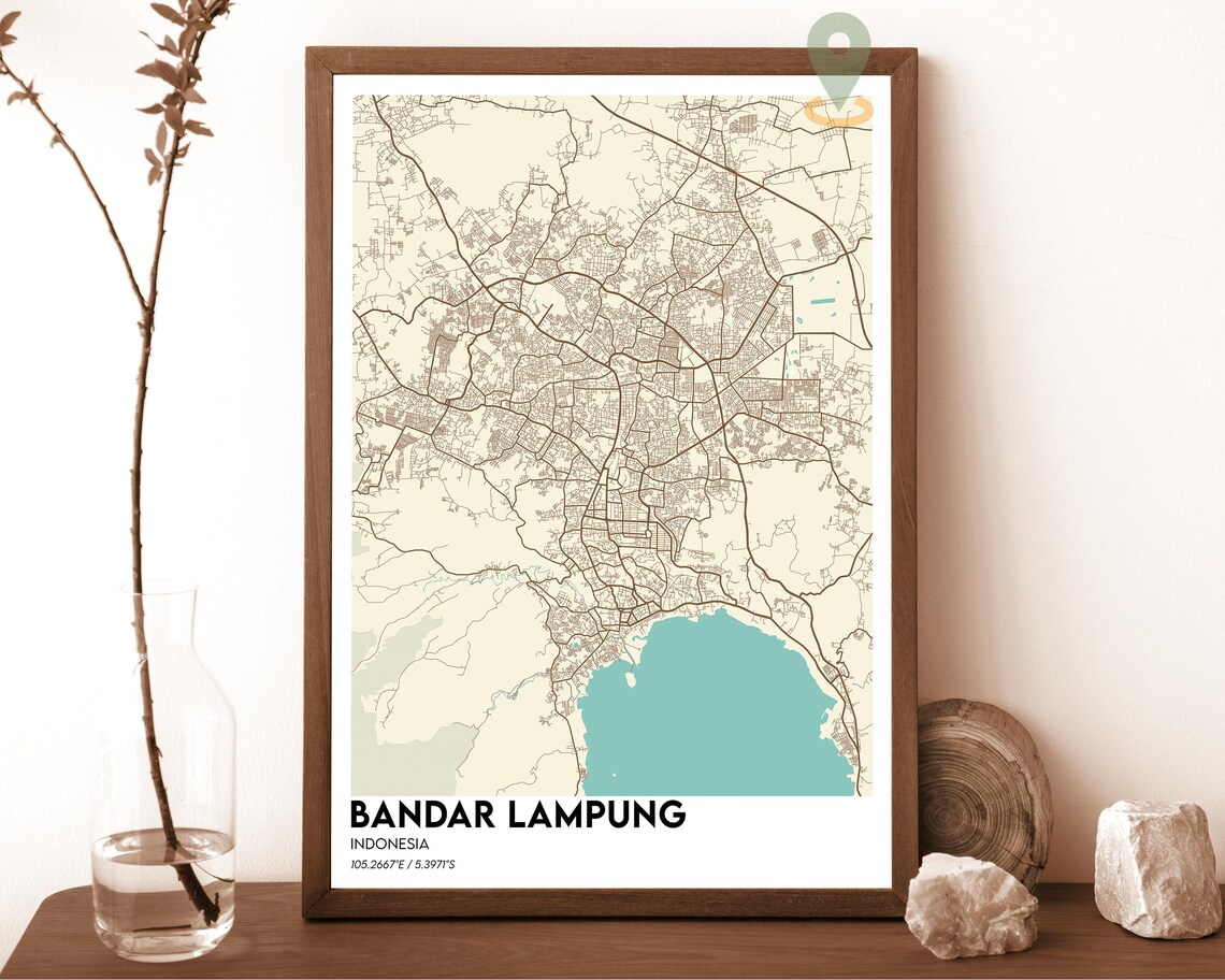 Bandar Lampung Indonesia Bold Navy City Map Street Modern Art Poster - Image 6