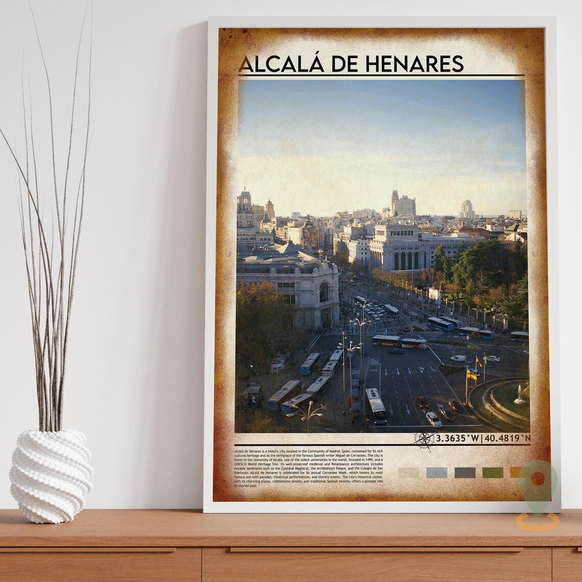 Madrid Spain Bustling Grand City Square Aerial Cibeles Photo Poster - Image 3