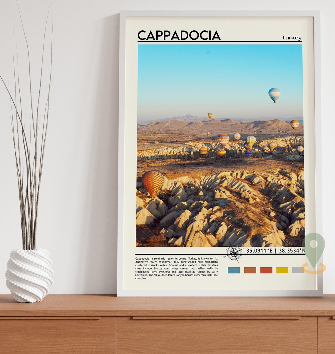 Cappadocia Turkey Hot Air Balloons Rocky Valley Sunrise Poster - Image 3